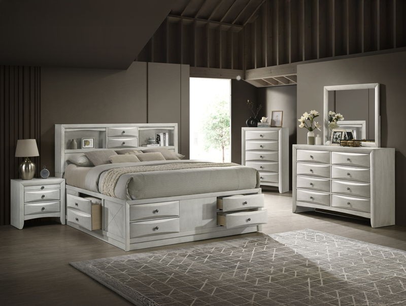Emily - King 5 Piece Bedroom Set - White
