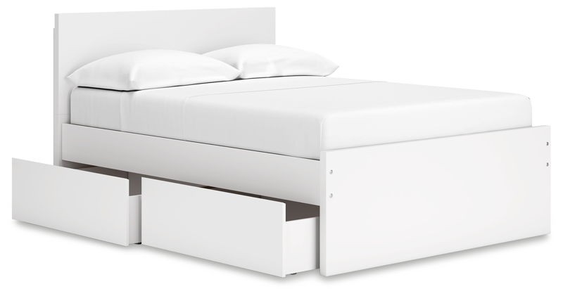 Onita - White - Twin Panel Platform Bed With 1 Side Storage
