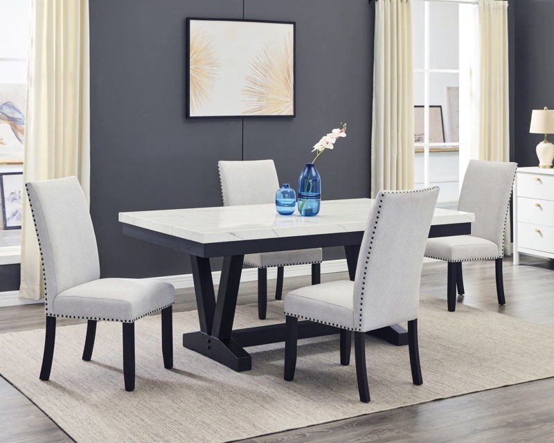 Vance - 5 Piece Dining Room Set - Charcoal / Dove