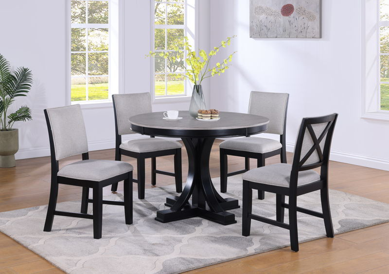 Harriet Round Dining Table Charcoal & Gray ROC City Furniture