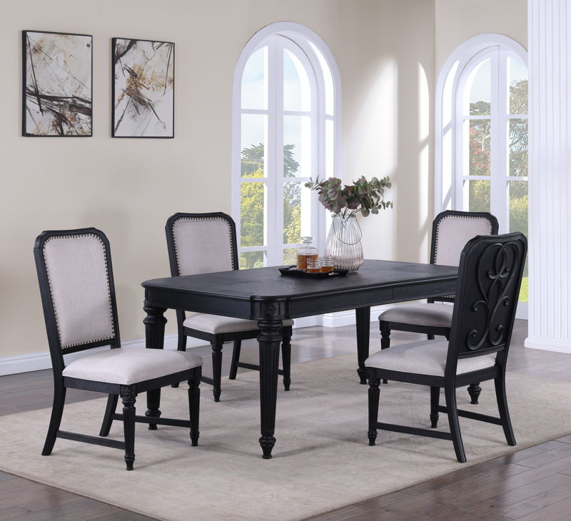 Kingsbury Dining Table (18 Leaf) Black ROC City Furniture