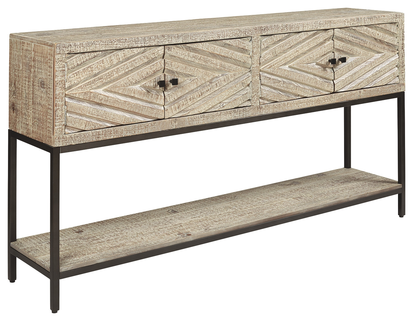 Roanley Distressed White Console Sofa Table ROC City Furniture
