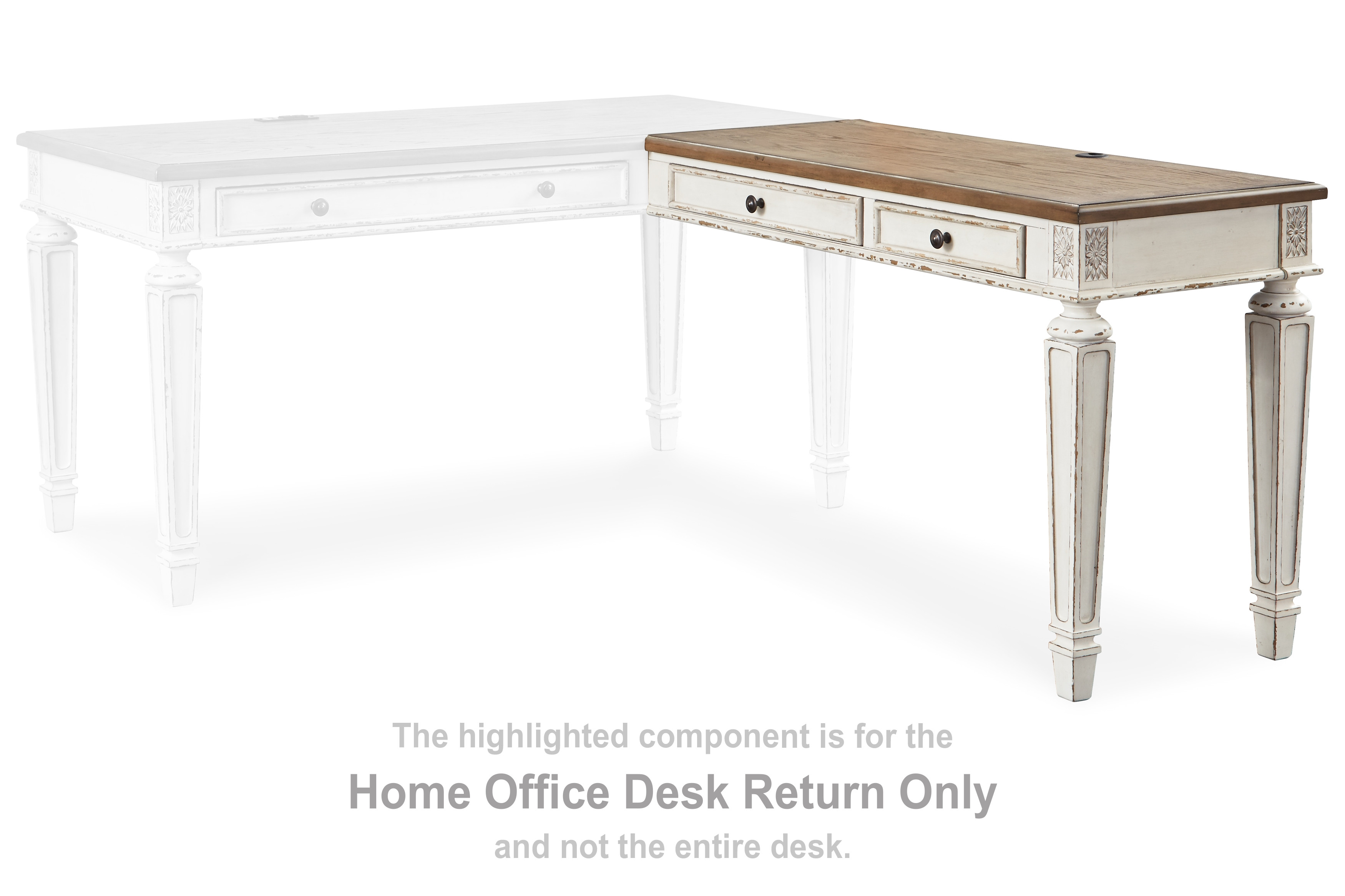 Realyn White / Brown Home Office Desk Return ROC City Furniture