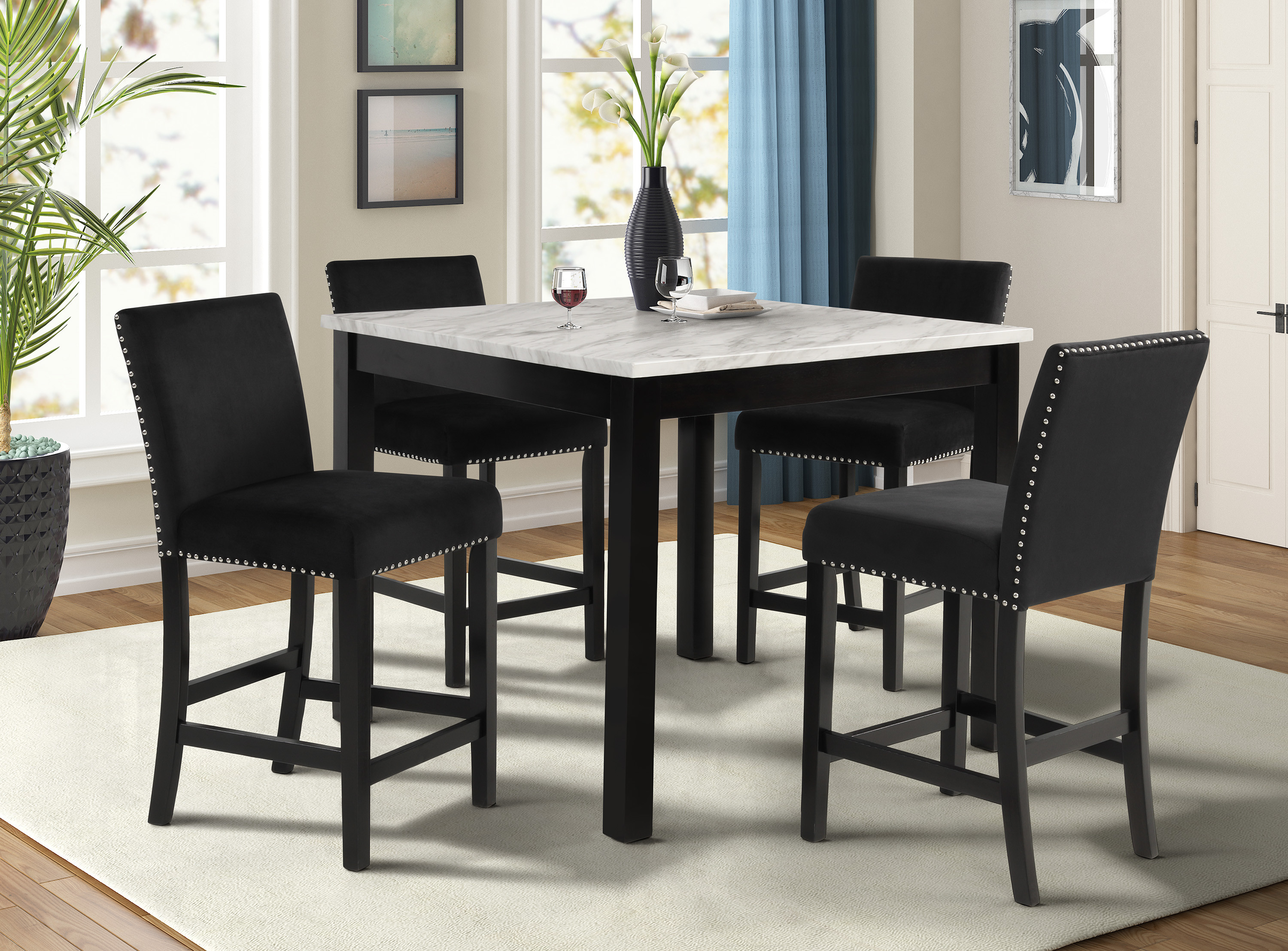 Lennon 5 Piece Counter Height Table Black ROC City Furniture