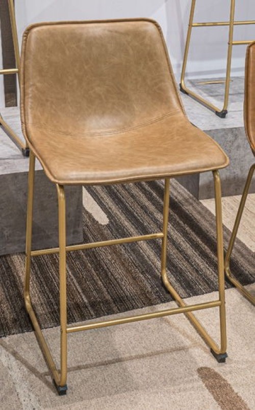 Ciabori - Toast / Gold - Upholstered Barstool (Set of 2)