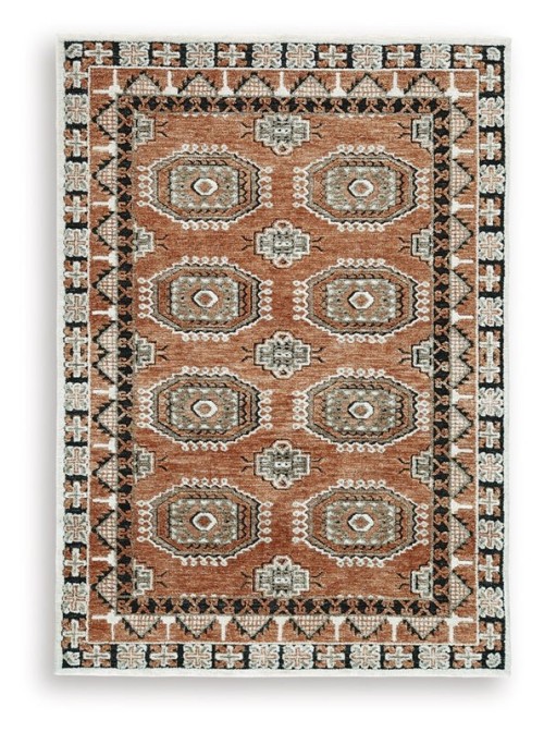 Qaabiz - Sienna / Ivory / Black - Medium Rug