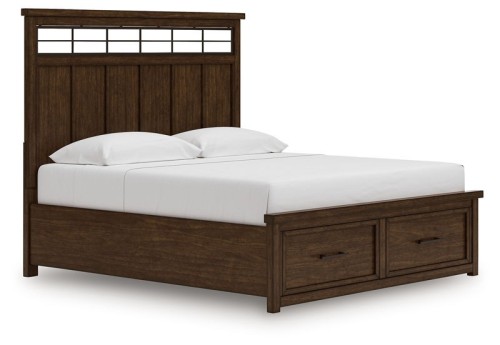 Taffenbrook - Medium Brown - Queen Panel Storage Bed