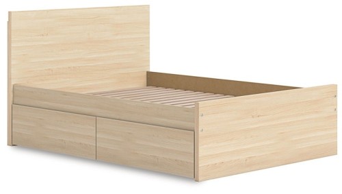Onita - Natural - Twin Panel Platform Bed With 1 Side Storage
