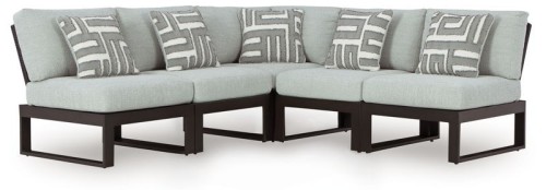 Beachloft - Black / Gray - 6-Piece Outdoor Sectional