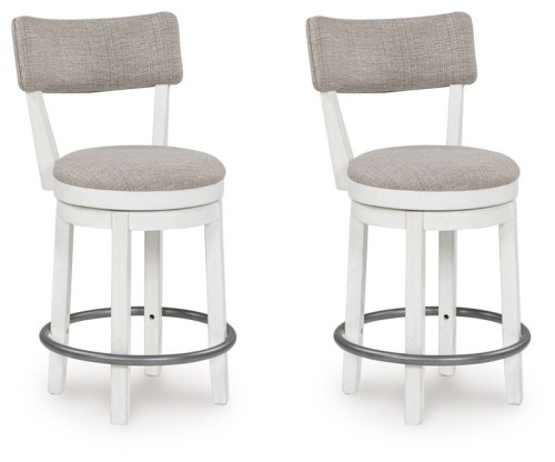 Robbinsdale - Antique White - Upholstered Swivel Barstool (Set of 2)