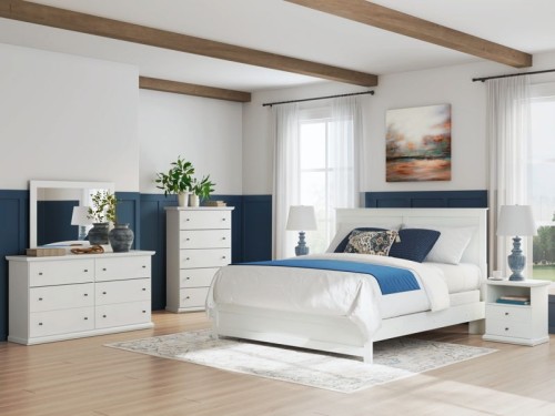 Bostwick Shoals - White - 6 Pc. - Dresser, Mirror, Twin Bed With Framed Footboard, 2 Nightstands