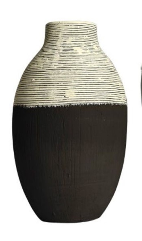 Girtha - Antique White / Black - Vase - 16"