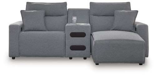 ModMax II - Salt And Pepper - 3-Piece Power Reclining Sectional With LAF Chaise And Audio Console