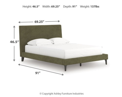 Chirason - Sage Green - Queen Upholstered Bed With Roll Slats