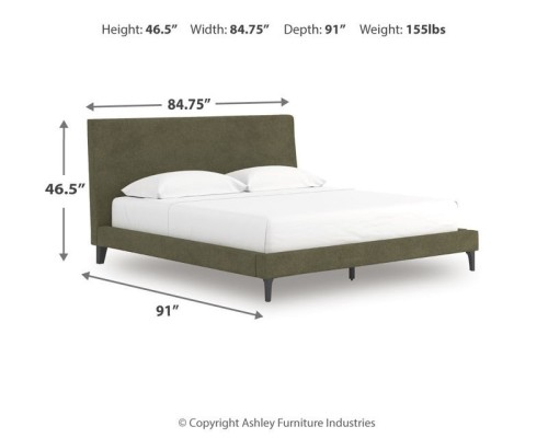 Chirason - Sage Green - King Upholstered Bed With Roll Slats
