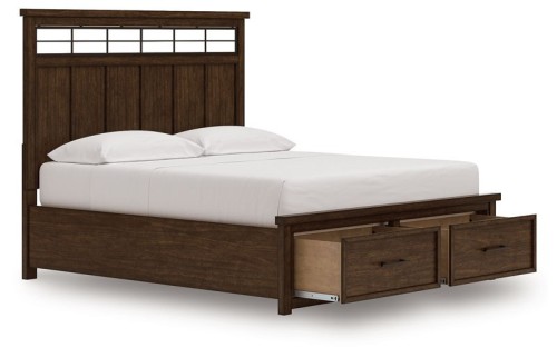Taffenbrook - Medium Brown - Queen Panel Storage Bed