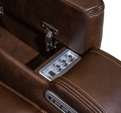 Knightington - Caramel - Power Reclining Sofa With Audio Seating