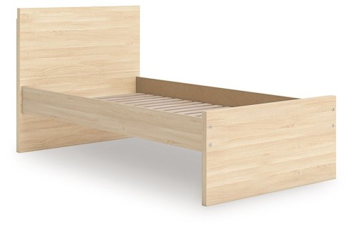 Onita - Natural - Twin Panel Platform Bed With 1 Side Storage