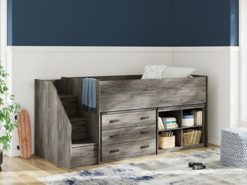 Frandern - Gray - Twin Loft Bed With Drawer Storage