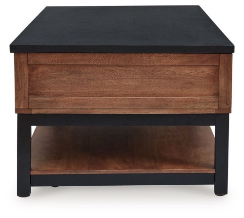 Kallari - Warm Brown / Black - Lift Top Cocktail Table