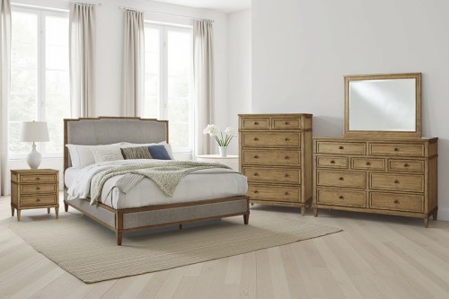 Sharlance - Queen Upholstered Panel Bed - Light Brown