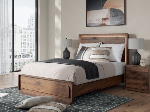 Fortlorn - California King Panel Bed - Walnut Brown