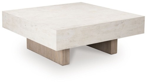 Jorlaina - Light Grayish Brown - Square End Table With Faux Cement Top