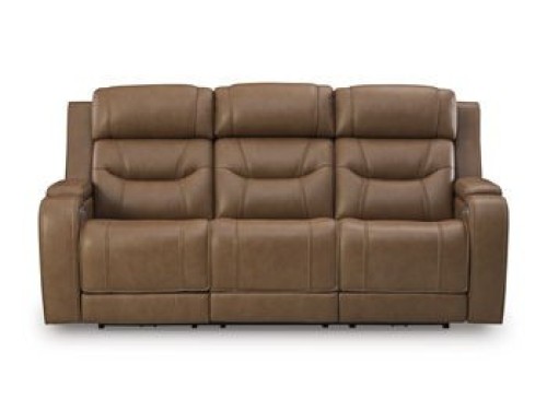 Knightington - Caramel - Power Reclining Sofa With Audio Seating