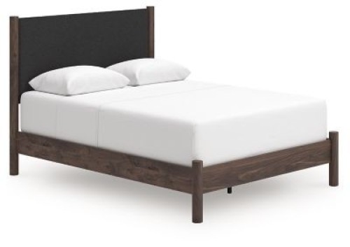 Cadmori - Black / White - King Upholstered Panel Bed