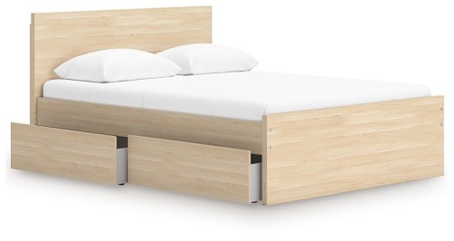 Onita - Natural - Twin Panel Platform Bed With 1 Side Storage