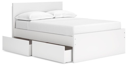 Onita - White - Queen Panel Platform Bed With 2 Side Storage