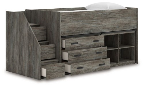 Frandern - Gray - Twin Loft Bed With Drawer Storage