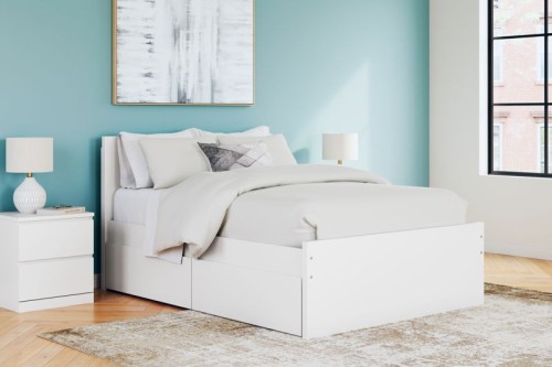 Onita - White - Queen Panel Platform Bed With 2 Side Storage