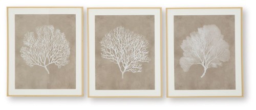 Hendridge - Taupe / White - Wall Art Set (Set of 3)