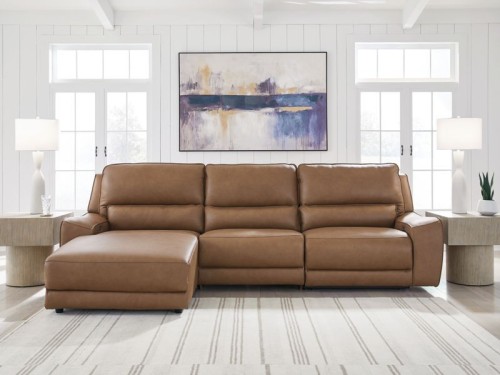 DeepWakes - 5-Piece Power Reclining Sectional - Caramel