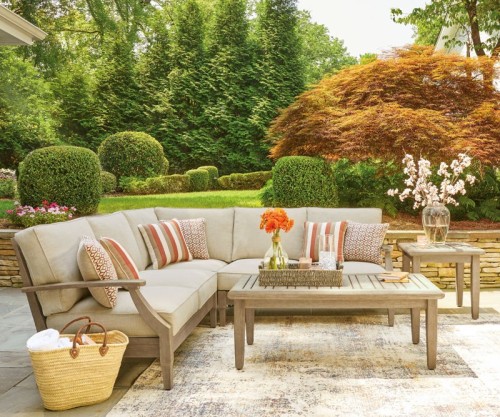 Clare View - Beige - 3-Piece Outdoor Sectional