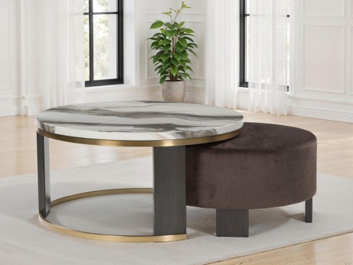 Jazmore - Brown / Brass Finish - Nesting Cocktail Tables (Set of 2)