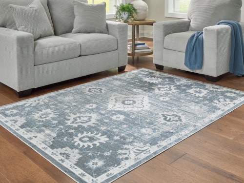 Avanworths - Blue / Gray / Ivory - Washable Large Rug