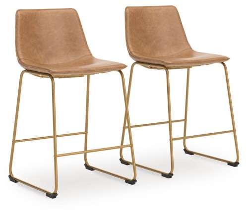 Ciabori - Brown / Gold - Upholstered Barstool (Set of 2)