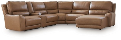 DeepWakes - 5-Piece Power Reclining Sectional - Caramel