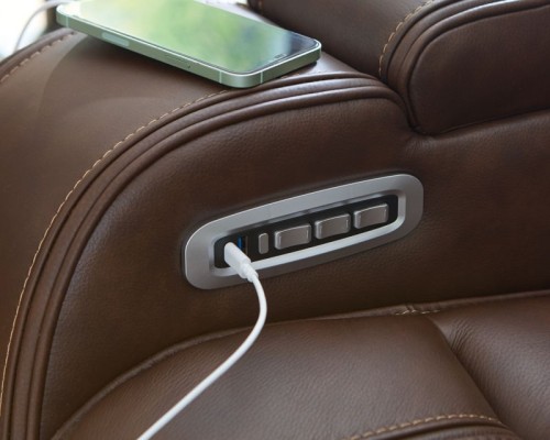 Knightington - Caramel - Power Reclining Sofa With Audio Seating
