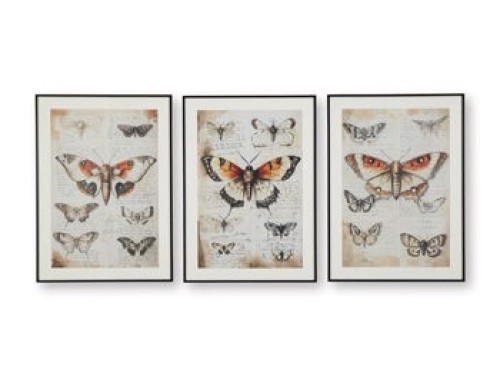 Jossletts - Orange / Black / Ivory - Wall Art Set (Set of 3)