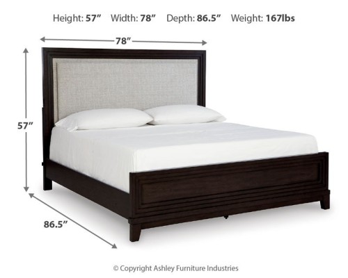 Neymorton - Dark Grayish Brown - Queen Upholstered Panel Bed