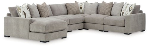 Aslan Court - Pebble - 6-Piece Sectional With LAF Corner Chaise