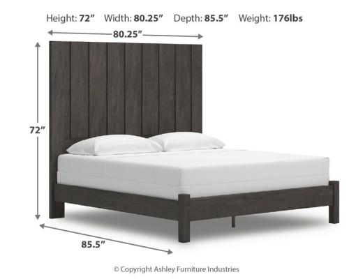 Fraluna - Charcoal - King Panel Bed