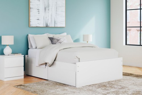 Onita - White - Queen Platform Bed With 2 Side Storage