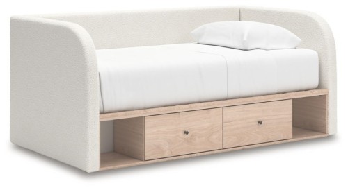 Arloster - Tan / White - Twin Upholstered Day Bed