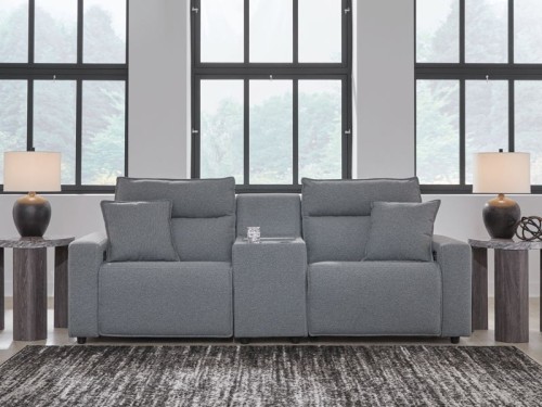 ModMax II - Salt And Pepper - 3-Piece Power Reclining Sectional With LAF Chaise And Audio Console