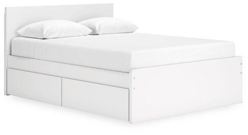 Onita - White - Queen Panel Platform Bed With 1 Side Storage