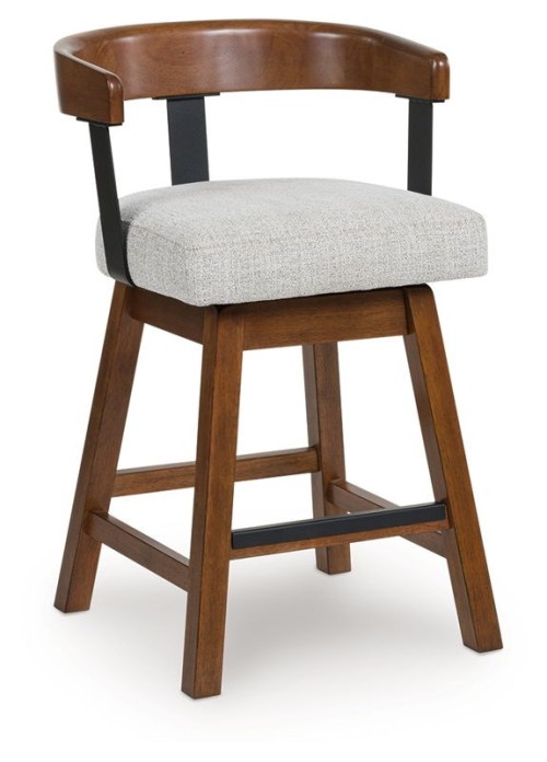 Ralene - Medium Brown - Upholstered Swivel Barstool (Set of 2)